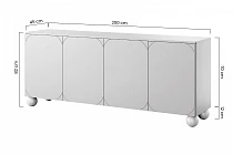 Komoda Sonatia II 200 cm čtyřdveřová se čtyřmi skrytými zásuvkami - olivová / nohy koule