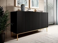 Komoda NICOLE 150 cm černý mat – zlaté nohy | furnipol.cz