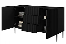 Komoda NICOLE 150 cm se zásuvkami černý mat – černé nohy | furnipol.cz