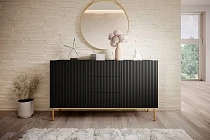  Komoda NICOLE 150 cm se zásuvkami černý mat – zlaté nožky | furnipol.cz