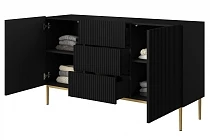  Komoda NICOLE 150 cm se zásuvkami černý mat – zlaté nožky | furnipol.cz