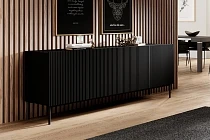 Komoda NICOLE 200 cm černý mat – černé nohy | furnipol.cz