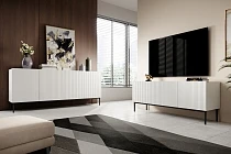 Komoda NICOLE 200 cm bílý mat – černé nohy | furnipol.cz