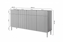 Komoda NICOLE 200 cm se zásuvkami černý mat – černé nohy | furnipol.cz