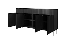Komoda NICOLE 200 cm se zásuvkami černý mat – černé nohy | furnipol.cz