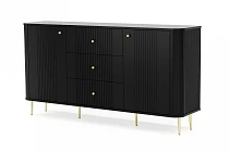 Komoda VESPER 160 cm se zásuvkami černá – zlaté nohy | furnipol.cz