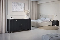 Komoda VESPER 160 cm černá – zlaté úchytky, kulové nohy | furnipol.cz
