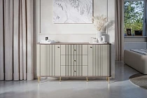 komoda VESPER 160 cm kašmír / ořech – zlaté nohy | furnipol.cz