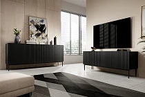 Komoda NICOLE 200 cm černý mat – černé nohy | furnipol.cz