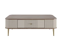 Konferenční stolek VESPER 103 × 60 cm kašmír / ořech – zlaté nohy | furnipol.cz