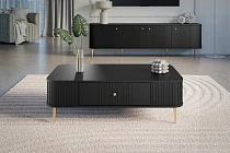 Konferenční stolek VESPER 103 × 60 cm černý – zlaté nohy | furnipol.cz