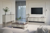 Konferenční stolek VESPER 103 × 60 cm kašmír / ořech – černá úchytka | furnipol.cz