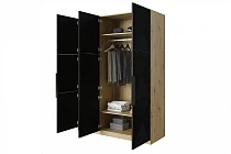Šatní skříň ASHA 150 cm dub artisan / černý mat | furnipol.cz
