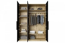 Šatní skříň ASHA 150 cm dub artisan / černý mat | furnipol.cz