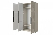 Šatní skříň ASHA 150 cm kašmír – černé kovové úchytky | furnipol.cz