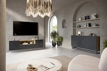 Závěsný TV stolek ASHA 167 cm dub artisan / rivier stone | furnipol.cz
