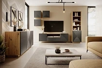 Závěsný TV stolek ASHA 167 cm dub artisan / rivier stone | furnipol.cz