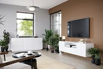 Závěsný TV stolek ASHA 167 cm bílý mat | furnipol.cz