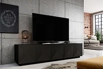 TV stolek ASHA 200 cm černý mat – drážkovaná čela | furnipol.cz