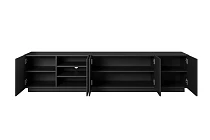 TV stolek ASHA 200 cm černý mat – drážkovaná čela | furnipol.cz