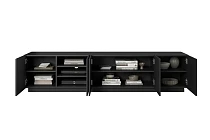 TV stolek ASHA 200 cm černý mat – drážkovaná čela | furnipol.cz