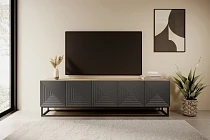 TV stolek ASHA 200 cm dub artisan / rivier stone – kovový rám | furnipol.cz