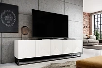 TV stolek ASHA 200 cm bílý mat – černý kovový rám | furnipol.cz