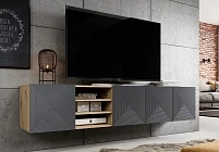 Závěsný TV stolek ASHA 200 cm dub artisan / rivier stone | furnipol.cz