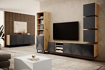 Závěsný TV stolek ASHA 200 cm dub artisan / rivier stone | furnipol.cz