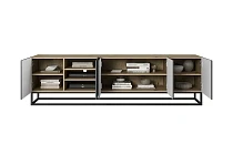 TV stolek ASHA 200 cm dub artisan / rivier stone – kovový rám | furnipol.cz