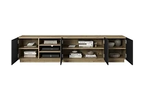 TV stolek ASHA 200 cm dub artisan / černý mat s výklenky | furnipol.cz