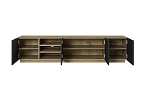 TV stolek ASHA 200 cm dub artisan / černý mat s výklenky | furnipol.cz