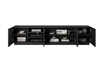 TV stolek ASHA 200 cm černý mat s výklenky | furnipol.cz