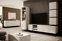 TV stolek ASHA 200 cm kašmír – černý kovový rám | furnipol.cz