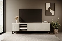 TV stolek ASHA 200 cm kašmír – černý kovový rám | furnipol.cz