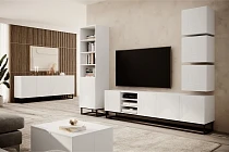 TV stolek ASHA 200 cm bílý mat – černý kovový rám | furnipol.cz