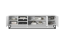 TV stolek ASHA 200 cm bílý mat – černý kovový rám | furnipol.cz