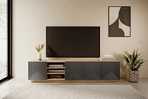 TV stolek ASHA 200 cm dub artisan / rivier stone | furnipol.cz