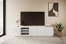 TV stolek ASHA 200 cm bílý mat s výklenky | furnipol.cz