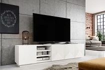 TV stolek ASHA 200 cm bílý mat s výklenky | furnipol.cz
