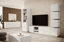 TV stolek ASHA 200 cm bílý mat s výklenky | furnipol.cz