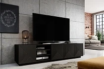 TV stolek ASHA 200 cm černý mat s výklenky | furnipol.cz