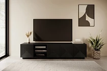 TV stolek ASHA 200 cm černý mat s výklenky | furnipol.cz