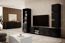 TV stolek ASHA 200 cm černý mat s výklenky | furnipol.cz