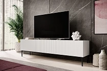 TV stolek NICOLE 200 cm bílý mat – černé nožky | furnipol.cz