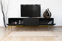 TV stolek NICOLE 200 cm černý mat – zlaté nožky | furnipol.cz