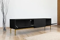 TV stolek NICOLE 200 cm černý mat – zlaté nožky | furnipol.cz