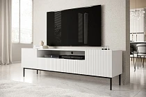  TV stolek NICOLE 200 cm bílý mat – černé nohy | furnipol.cz