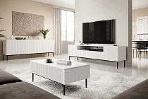  TV stolek NICOLE 200 cm bílý mat – černé nohy | furnipol.cz