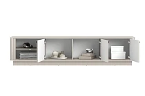 Moderní RTV skříňka Vesper 3D 187 cm na soklu - kašmír černé úchyty